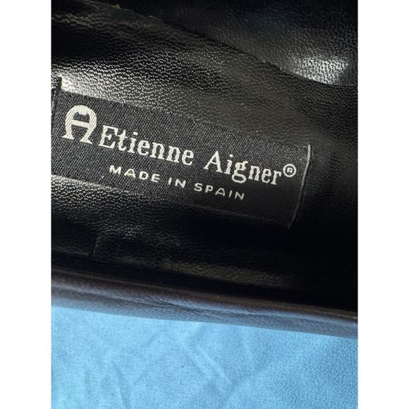 Aigner Vintage Spain Pumps Dark Brown Body / Snakeskin Embossed Cap Toe 8 1/2 M - Picture 4 of 8